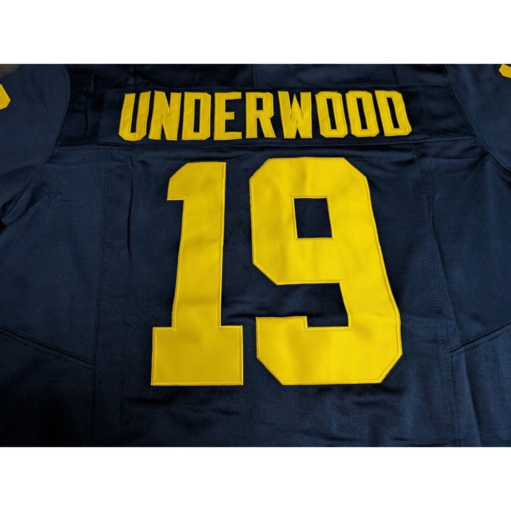 Bryce Underwood #19 Michigan Wolverines Blue Stitched Jersey Men's Large - Picture 2 of 5